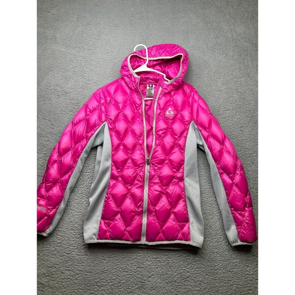 Gerry down fill power 650 girls puffer jacket Barbie pink and gray size 14/16 - Picture 1 of 7